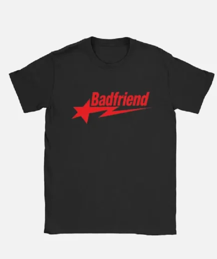 Bad Friend Letter Print Shirt Black Red