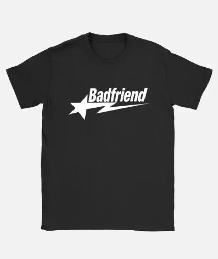 Bad Friend Letter Print Shirt Black White
