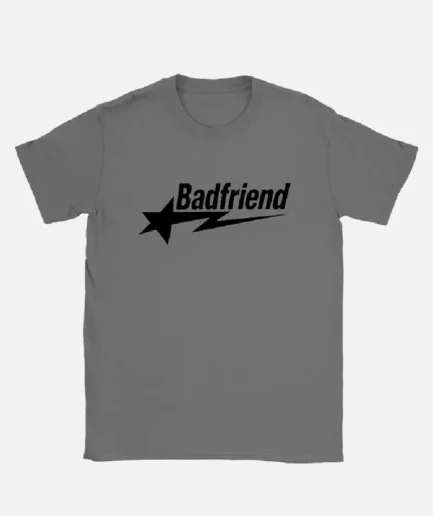 Bad Friend Letter Print Shirt Dark Grey Black