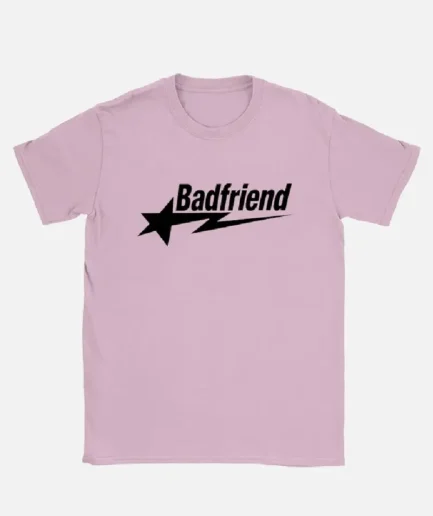 Bad Friend Letter Print Shirt Pink Black
